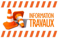 logo information travaux orange avec cônes travaux